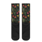 Embroidery Tulip Pattern Print Crew Socks