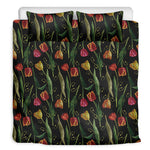 Embroidery Tulip Pattern Print Duvet Cover Bedding Set