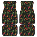 Embroidery Tulip Pattern Print Front and Back Car Floor Mats