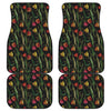 Embroidery Tulip Pattern Print Front and Back Car Floor Mats