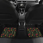 Embroidery Tulip Pattern Print Front and Back Car Floor Mats