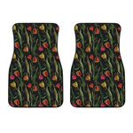 Embroidery Tulip Pattern Print Front Car Floor Mats