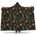 Embroidery Tulip Pattern Print Hooded Blanket