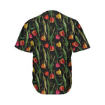 Embroidery Tulip Pattern Print Men's Baseball Jersey