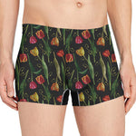 Embroidery Tulip Pattern Print Men's Boxer Briefs