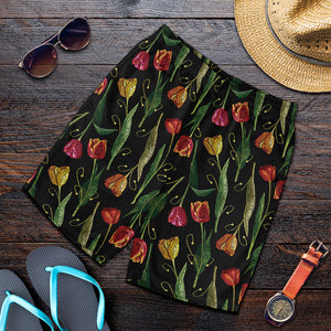 Embroidery Tulip Pattern Print Men's Shorts