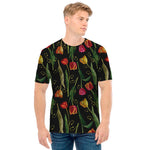Embroidery Tulip Pattern Print Men's T-Shirt