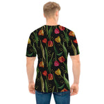 Embroidery Tulip Pattern Print Men's T-Shirt