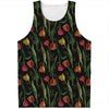 Embroidery Tulip Pattern Print Men's Tank Top