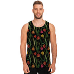 Embroidery Tulip Pattern Print Men's Tank Top