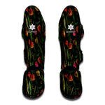 Embroidery Tulip Pattern Print Muay Thai Shin Guard