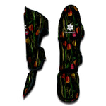 Embroidery Tulip Pattern Print Muay Thai Shin Guard