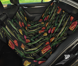 Embroidery Tulip Pattern Print Pet Car Back Seat Cover