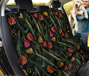 Embroidery Tulip Pattern Print Pet Car Back Seat Cover