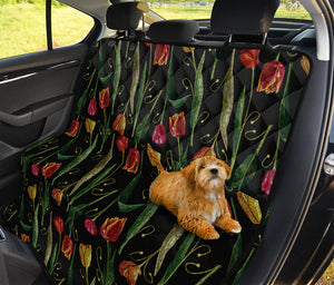 Embroidery Tulip Pattern Print Pet Car Back Seat Cover