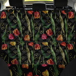 Embroidery Tulip Pattern Print Pet Car Back Seat Cover