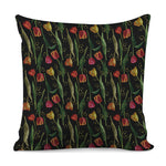 Embroidery Tulip Pattern Print Pillow Cover