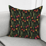 Embroidery Tulip Pattern Print Pillow Cover