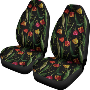 Embroidery Tulip Pattern Print Universal Fit Car Seat Covers