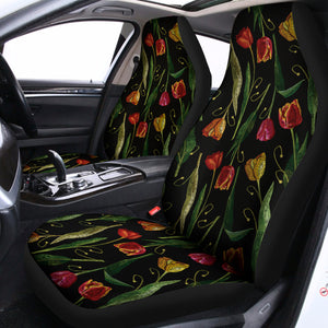 Embroidery Tulip Pattern Print Universal Fit Car Seat Covers