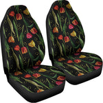 Embroidery Tulip Pattern Print Universal Fit Car Seat Covers