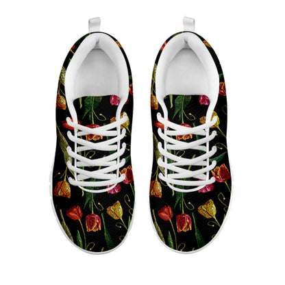 Embroidery Tulip Pattern Print White Sneakers
