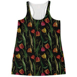 Embroidery Tulip Pattern Print Women's Racerback Tank Top