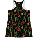 Embroidery Tulip Pattern Print Women's Racerback Tank Top