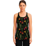 Embroidery Tulip Pattern Print Women's Racerback Tank Top