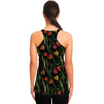 Embroidery Tulip Pattern Print Women's Racerback Tank Top