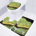 Emerald Tree Boa Snake Print 3 Piece Bath Mat Set
