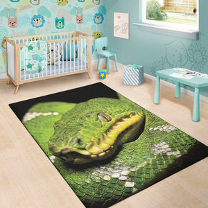 Emerald Tree Boa Snake Print Area Rug