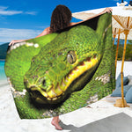 Emerald Tree Boa Snake Print Beach Sarong Wrap
