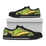 Emerald Tree Boa Snake Print Black Low Top Shoes 