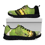 Emerald Tree Boa Snake Print Black Sneakers