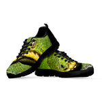 Emerald Tree Boa Snake Print Black Sneakers
