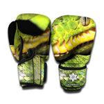 Emerald Tree Boa Snake Print Boxing Gloves