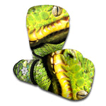 Emerald Tree Boa Snake Print Boxing Gloves