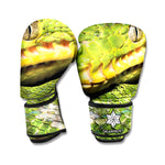 Emerald Tree Boa Snake Print Boxing Gloves