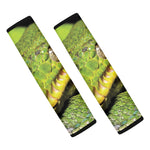 Emerald Tree Boa Snake Print Car Seat Belt Covers