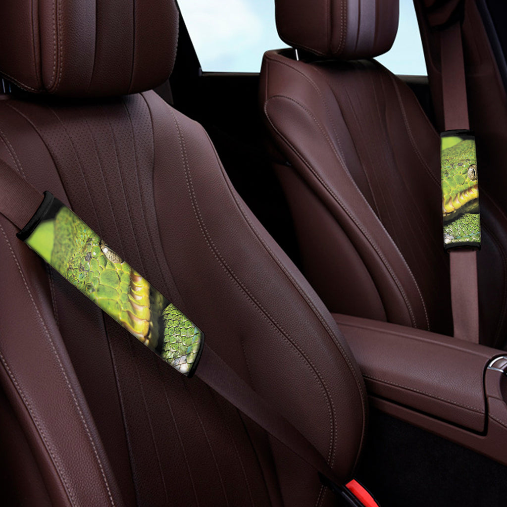 Emerald Tree Boa Snake Print Car Seat Belt Covers