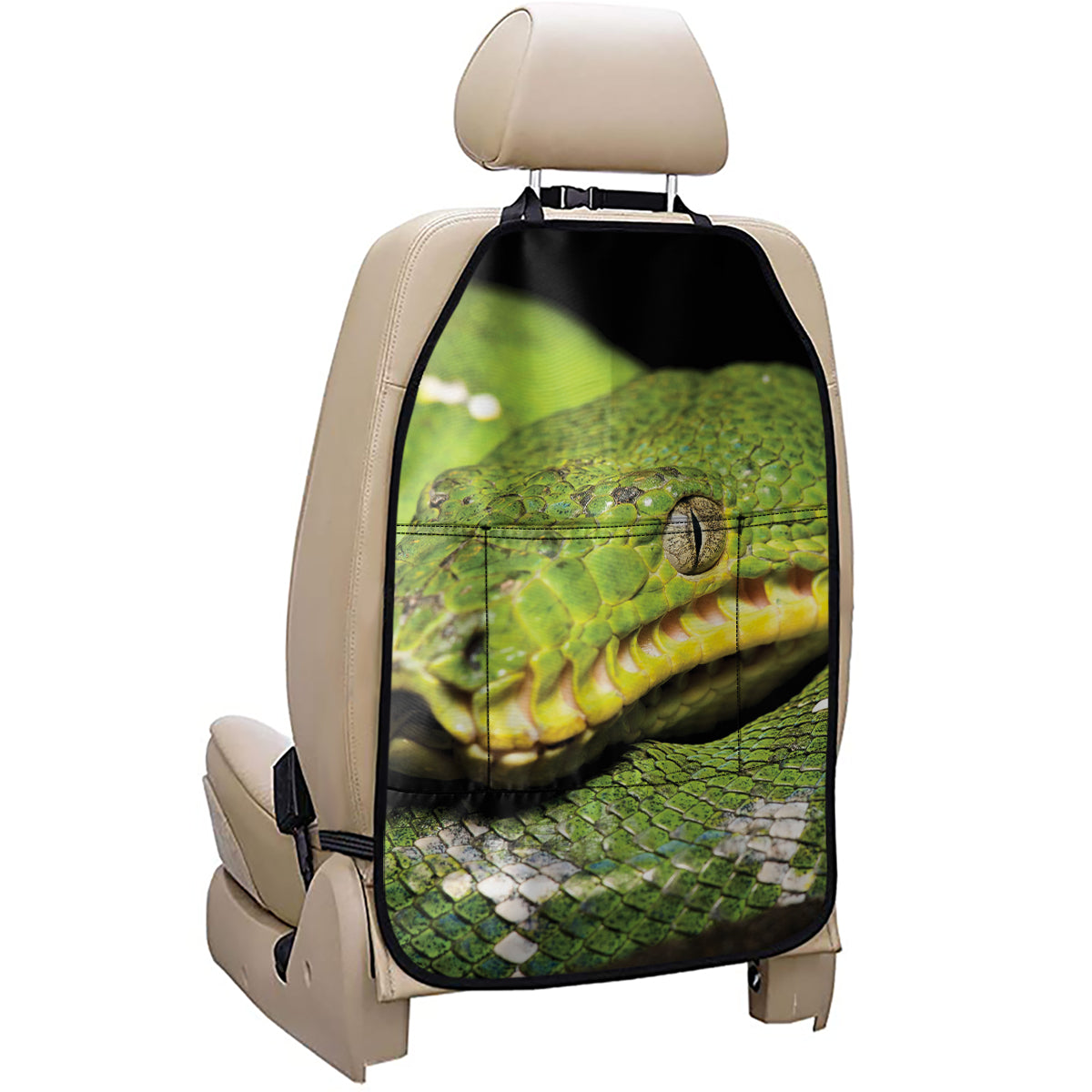 Emerald Tree Boa Snake Print Car Seat Organizers