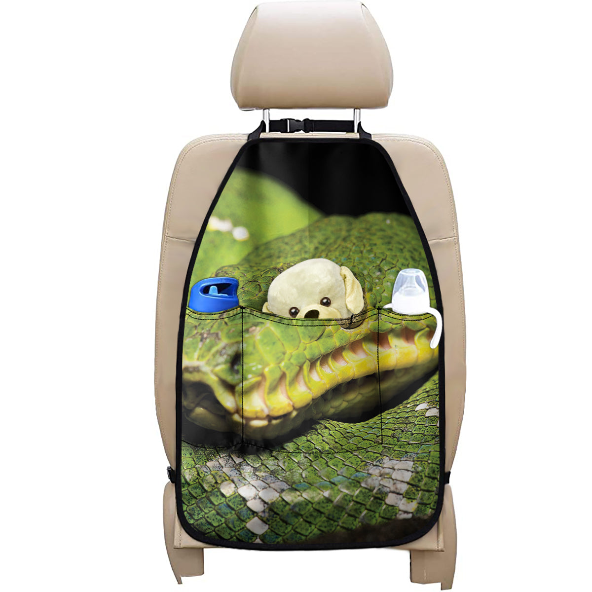 Emerald Tree Boa Snake Print Car Seat Organizers