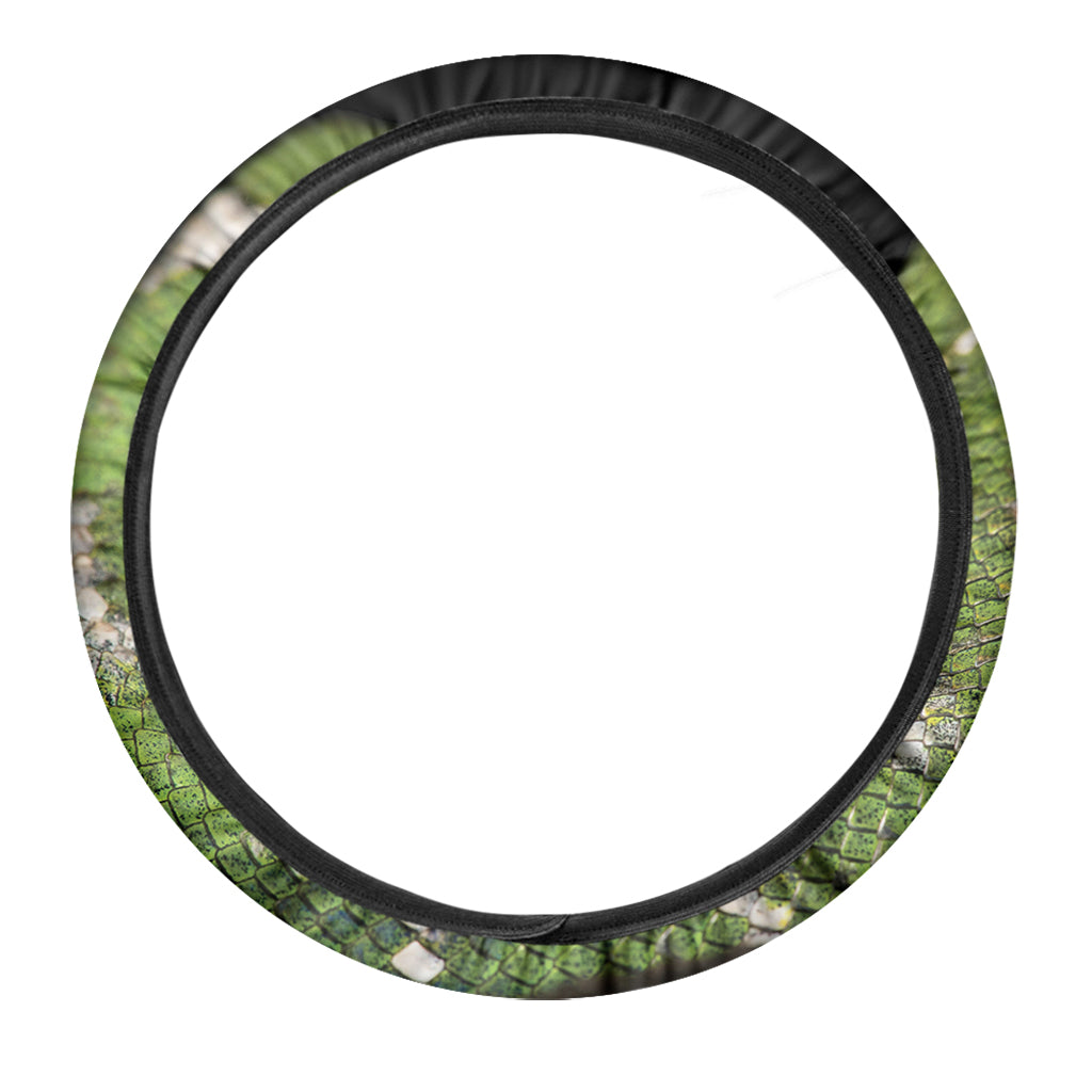 Emerald Tree Boa Snake Print Car Steering Wheel Cover