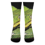 Emerald Tree Boa Snake Print Crew Socks