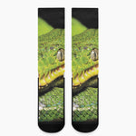 Emerald Tree Boa Snake Print Crew Socks