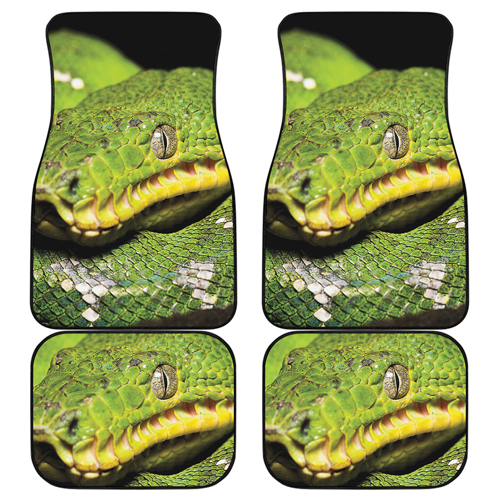 Emerald Tree Boa Snake Print Front and Back Car Floor Mats