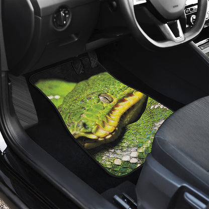 Emerald Tree Boa Snake Print Front and Back Car Floor Mats
