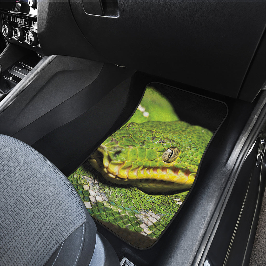 Emerald Tree Boa Snake Print Front and Back Car Floor Mats