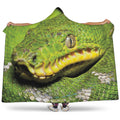 Emerald Tree Boa Snake Print Hooded Blanket